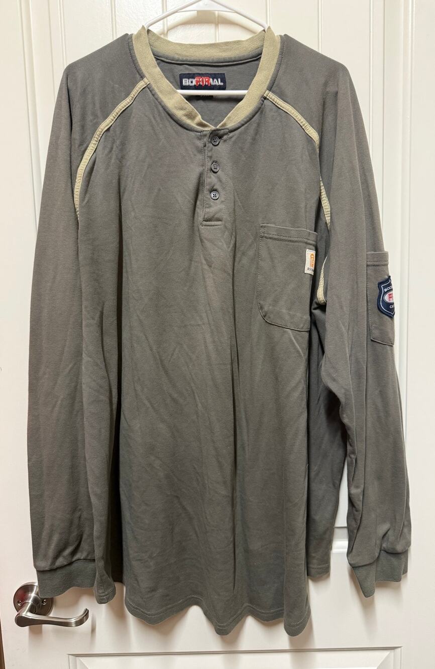 Bocomal FR CAT2 Henley shirt Khaki/Tan Men's big and tall size 3XL